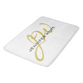 モノグラムホワイト金ゴールドカラープレインミニマルモダンリスト バスマット (アングル)