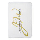 モノグラムホワイト金ゴールドカラープレインミニマルモダンリスト バスマット (正面縦)