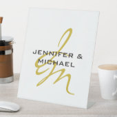 モノグラムホワイト金ゴールドカラープレインミニマルモダンリスト 台座サイン (インサイチュ)