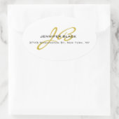 モノグラムホワイト金ゴールドカラープレインミニマルモダンリスト 楕円形シール (バッグ)