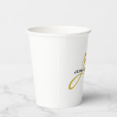モノグラムホワイト金ゴールドカラープレインミニマルモダンリスト 紙コップ (右)
