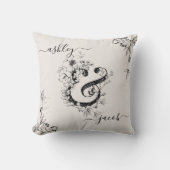 モノグラムボタニカルアンパサンドモダンスクリプト赤面 クッション (正面)