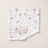 モノグラムボタニカルバラ金ゴールドニュートラルテラコッタ バスタオルセット (ウォッシュタオル)