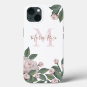 モノグラムボタニカルフローラバラ名前をカスタムする Case-Mate iPhoneケース (裏面)