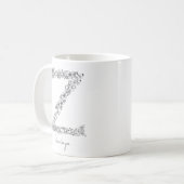 モノグラムボタニカルフローラ白黒Z コーヒーマグカップ (正面左)