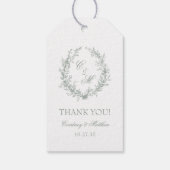 モノグラムボタニカルリースのセージグリーンのThank You ギフトタグ (裏面)