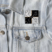 モノグラムボタン白黒チェック大理石 缶バッジ (インサイチュ)