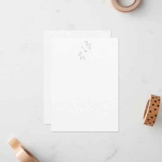 モノグラムボホさくらんぼブロッサムフローラアート結婚ズ ノートカード (正面/裏面インサイチュ)