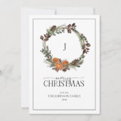 モノグラムボホウィンターシトラスリースメリークリスマス シーズンカード (正面)