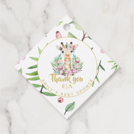 モノグラムボホキラフェベビーシャワーフローラメッセージカード フェイバータグ