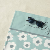 モノグラムボホセージグリーンホワイトグレーフローラ ビーチタオル (インサイチュ)