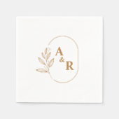 モノグラムボホテラコッタカスタムウェディング紙 スタンダードカクテルナプキン (正面)