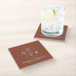 モノグラムボホテラコッタバーンオレンジ結婚ズ ガラスコースター<br><div class="desc">Monogram Boho Terracotaオレンジのガラス結婚コースターを焼いた。（ピキスペルスターが設計したベクター – Freepik）</div>
