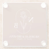 モノグラムボホテラコッタバーンオレンジ結婚ズ ガラスコースター (裏面)