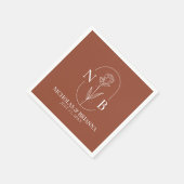 モノグラムボホテラコッタバーンオレンジ結婚ズ スタンダードカクテルナプキン (角)