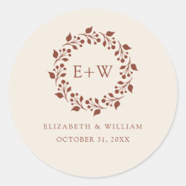 モノグラムボホテラコッタ焼きオレンジ色ステッカー ラウンドシール