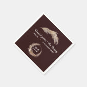 モノグラムボホテラコッタ茶色結婚のナプキを焼いた スタンダードカクテルナプキン (角)
