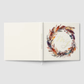 モノグラムボホフェザー結婚ズリースの金箔 ゲストブック (全面)