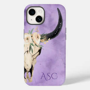 モノグラムボホフローラスカルオンパープルバックグラウンド Case-Mate iPhone 14ケース