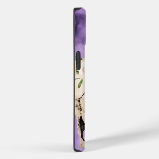 モノグラムボホフローラスカルオンパープルバックグラウンド Case-Mate iPhoneケース (裏面 / 右)