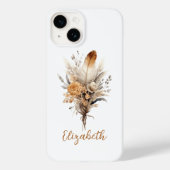 モノグラムボホフローラブラウンベージュホワイトグレー Case-Mate iPhoneケース (裏面)