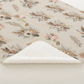 モノグラムボホベージュグリーンピンクフローラ植物学 シェルパブランケット (3/4)