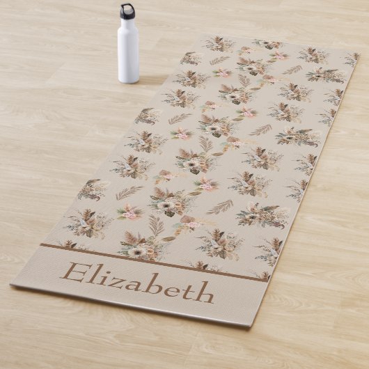 モノグラムボホベージュブラウンボタニカルグラスフローラ ヨガマット (インサイチュ)