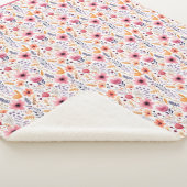 モノグラムボホワイルドフラワーピンクオレンジパープルフローラ シェルパブランケット (3/4)