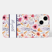 モノグラムボホワイルドフラワーピンク紫オレンジサンゴ Case-Mate iPhoneケース (裏面 (横))