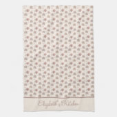 モノグラムボホーレインボー抽象芸術ベージュクリームピンク キッチンタオル (縦)