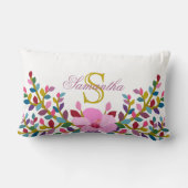 モノグラムボホー葉ハイビスカスランバーピロー ランバークッション (裏面)