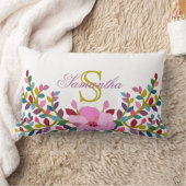 モノグラムボホー葉ハイビスカスランバーピロー ランバークッション (ブランケット)