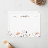 モノグラムボホ水彩野花スクリプト名 ノートカード (正面/裏面インサイチュ)