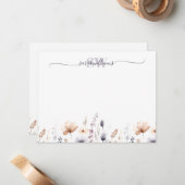 モノグラムボホ水彩野花スクリプト名 ノートカード (正面/裏面インサイチュ)