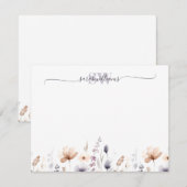 モノグラムボホ水彩野花スクリプト名 ノートカード (正面/裏面)