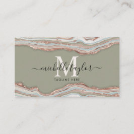 モノグラムボーホアーストーンアゲートセージ緑 名刺