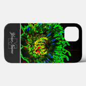 モノグラムポップ・アートのでネオン・アートの緑の花のマクロ! Case-Mate iPhoneケース (裏面 (横))