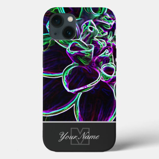 モノグラムポップ・アートのでネオン・アートの花のマクロ! Case-Mate iPhoneケース (裏面)