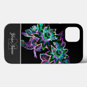モノグラムポップ・アートのでネオン・アートの花のマクロ！ Case-Mate iPhoneケース (裏面 (横))