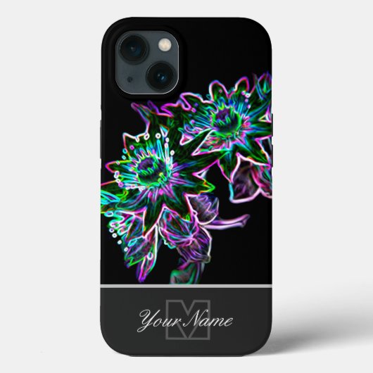 モノグラムポップ・アートのでネオン・アートの花のマクロ！ Case-Mate iPhoneケース (裏面)