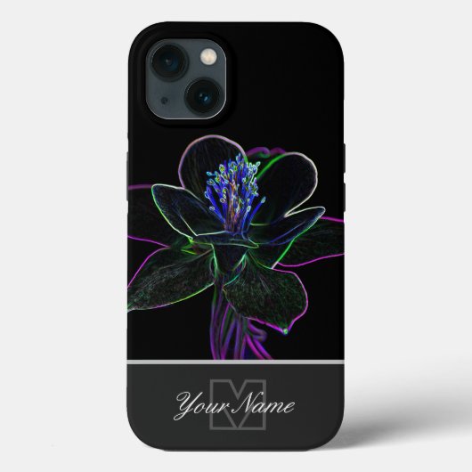 モノグラムポップ・アートのでネオン・アートの花のマクロ！ Case-Mate iPhoneケース (裏面)