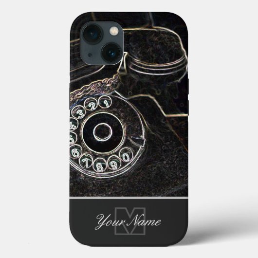 モノグラムポップ・アートのとネオンアートの古いレトロな電話！ Case-Mate iPhoneケース (裏面)