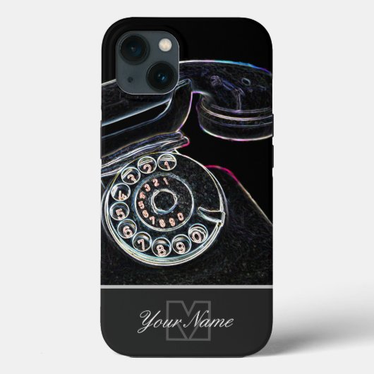 モノグラムポップ・アートのとネオンアートの古いレトロな電話! Case-Mate iPhoneケース (裏面)