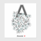 モノグラムポピーズグレーブルーブラックウォーターの色フローラ シール (シート)