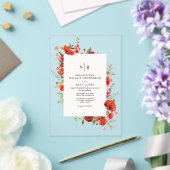 モノグラムポピーワイルドフラワー結婚フローラ アクリル招待状 (インサイチュ (ウェディング))