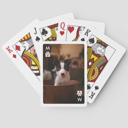 モノグラムポープリント赤いハート写真 トランプ (裏面)