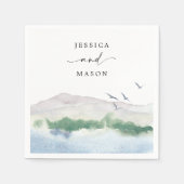 モノグラムマウンテン結婚レイクズカクテルナプキン スタンダードカクテルナプキン (正面)