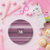 モノグラムマウヴストライプィー ペーパープレート (パーティー)