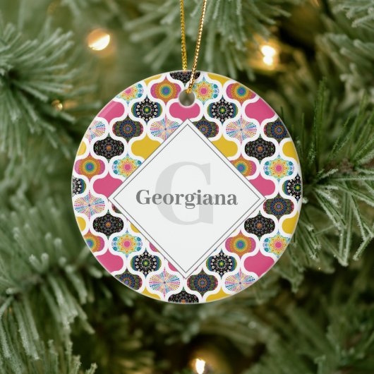モノグラムマクシマリストレインボードットマンダラスパッチワーク セラミックオーナメント (ツリー)
