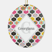 モノグラムマクシマリストレインボードットマンダラスパッチワーク セラミックオーナメント (左)